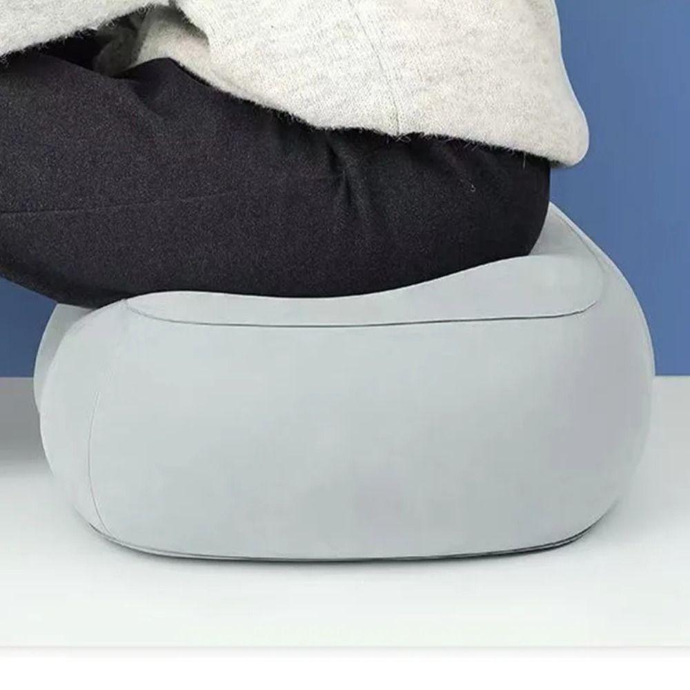 Plush Fabric Inflatable Booster Seat Foldable Travel Press Leg Stool Air Seat Cushion Home Use