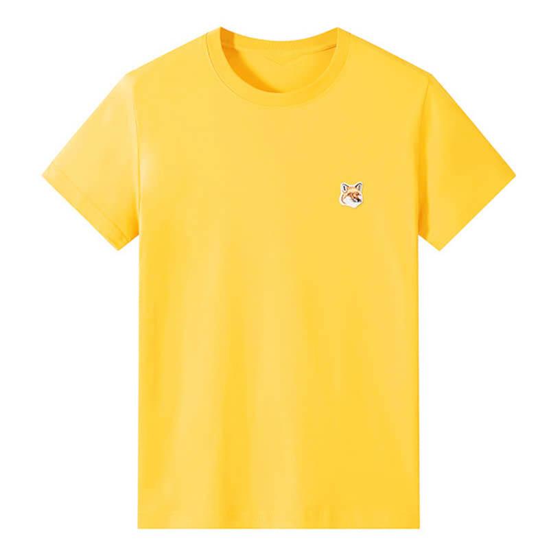 Męska koszulka z krótkim rękawem, wykonana w 100% z czystej bawełny, haftowana na lisa, luźna, letnia, casualowa, modna na ulicę