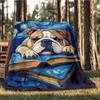 1pc Bookish Bulldog Outdoor Soft Polyester Flannel Throw Blanket Versatile for All Seasons , Soft , Cozy , Warm All Season Quilted Throw ,