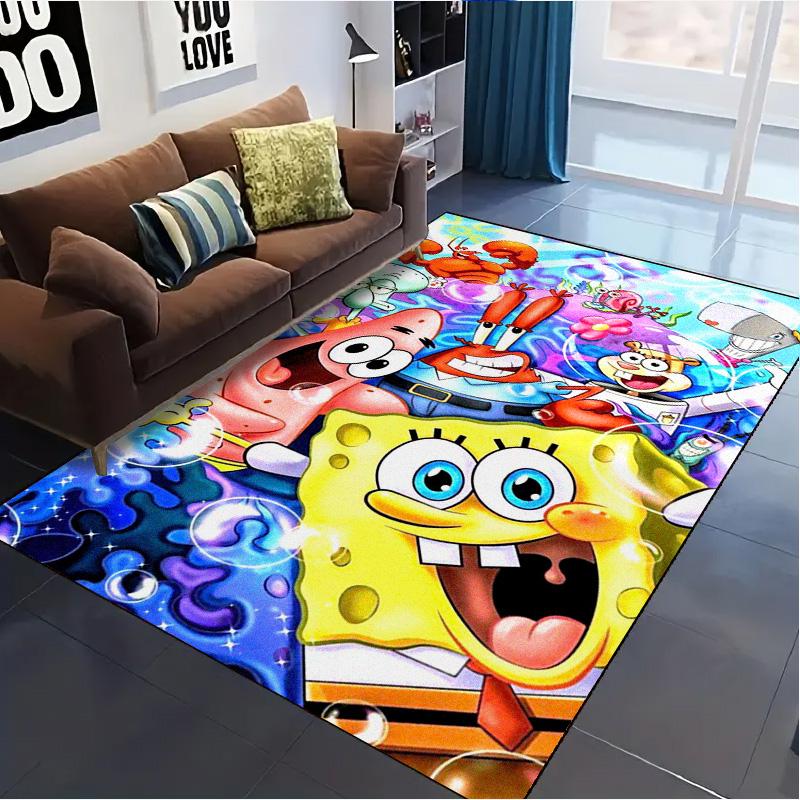 Yellow Sponge Cartoon Carpet Rug for Living Room Bedroom Home Sofa Decoration,Kids play Non-slip Floor Mat