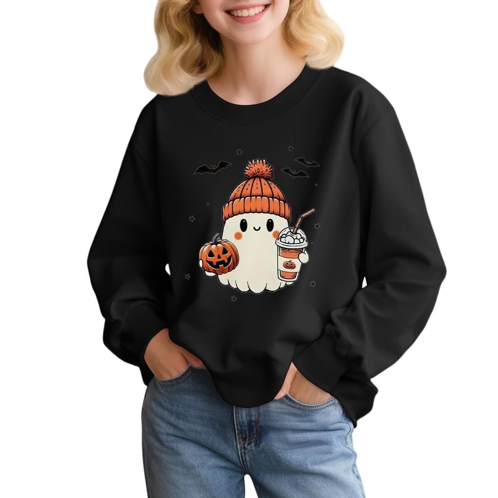 Children's Fashion Loose-fitting Casual Halloween Long-sleeved Printed Round Neck Sweatshirt
