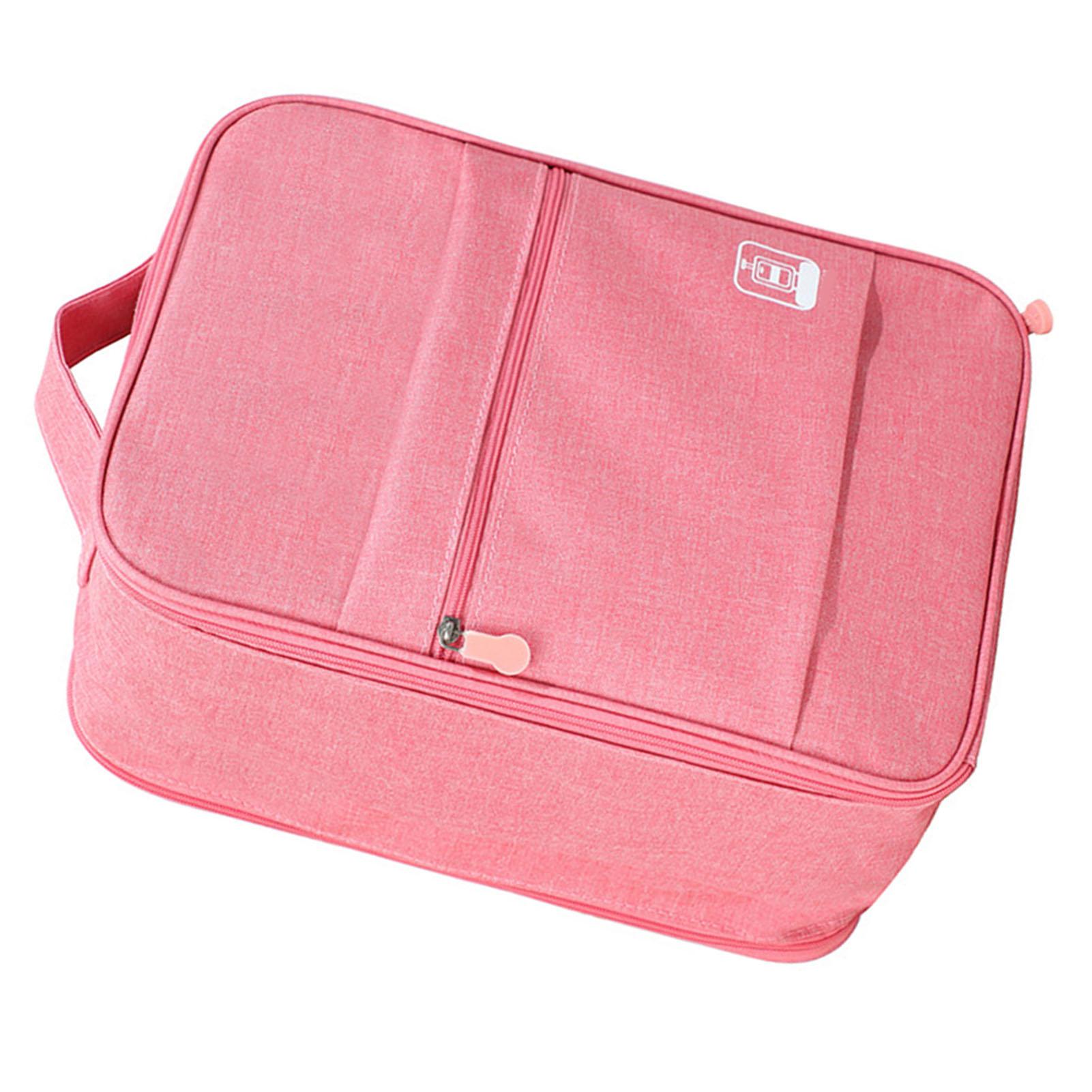 

Hangable Folding Shoe Bag Big Waterproof Portable Multifunctional Shoe Storage Traveling Bag Pink розовый