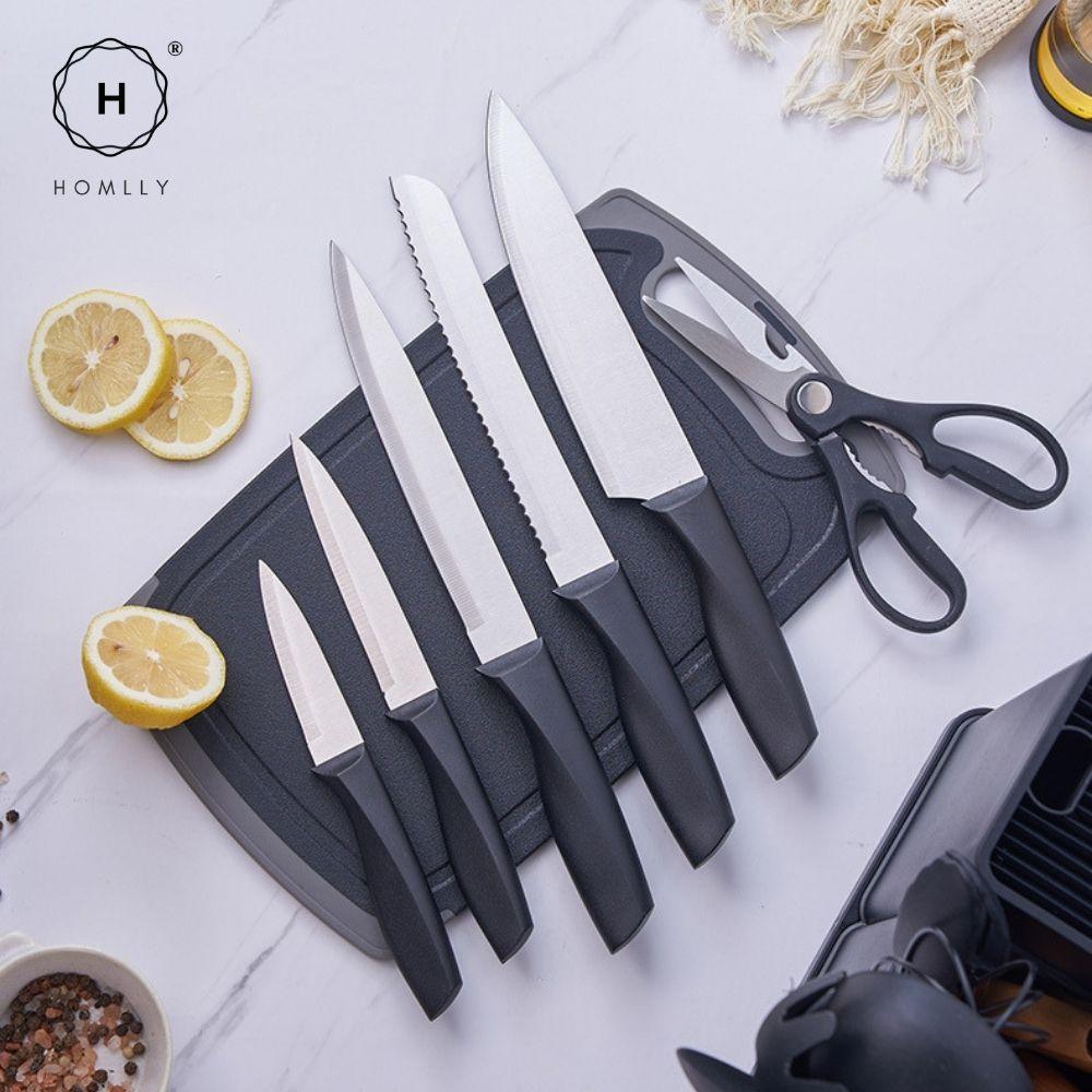 Homlly 19pcs Kitchen Cooking Utensils Set with Stainless Steel Knife Set with Block