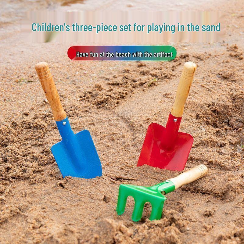 Tide-Chasing Tool Set: Adult Clam & Crab Digger with Gloves, Beach Shovel, Tongs, Kids' Gear, and Sand Rake.