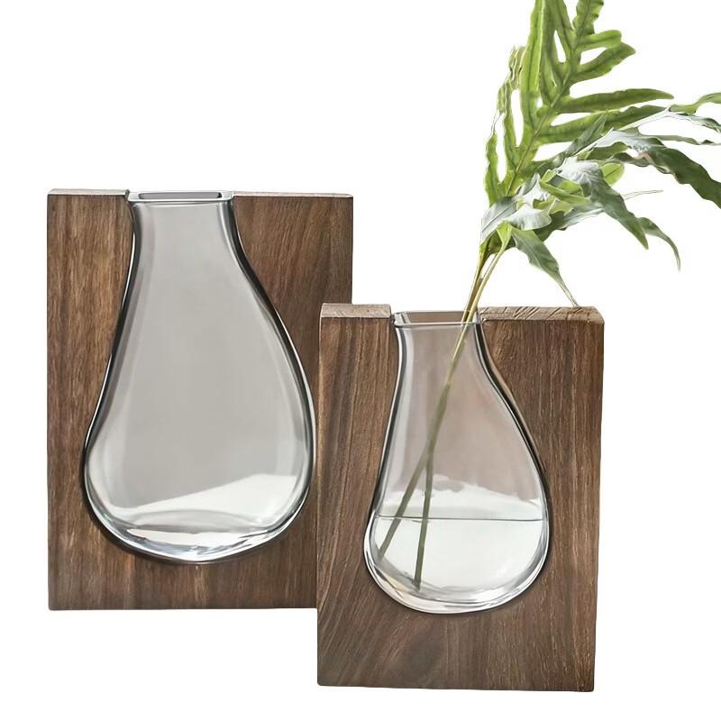 Nordische massive Holz-Glas-Vase