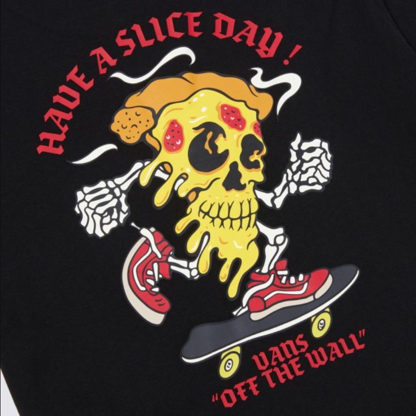 Vans Betterbirth Pizza Gfx Loose Fit Breathable Printed Round Neck Pullover Short Sleeve T-Shirt Men T-Shirts Black VN000GRYBLK1