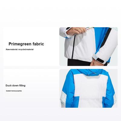Winter Down Hooded Jacket With Color Block Design And Duck Down Filling Women Outerwear White HC0282