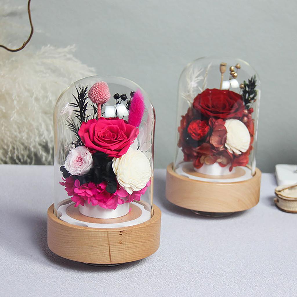 Preserved Roses Music Box Sweet Preserved Flowers Music Box for Mothers Day Decor Gift