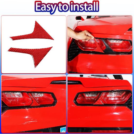 Tail Light Lamp Partition Plate Cover Sticker Trim Compatible with Corvette C7 Stingray 2014-2019 Soft Carbon Fiber 2PCS Tail Light Panel Decorative