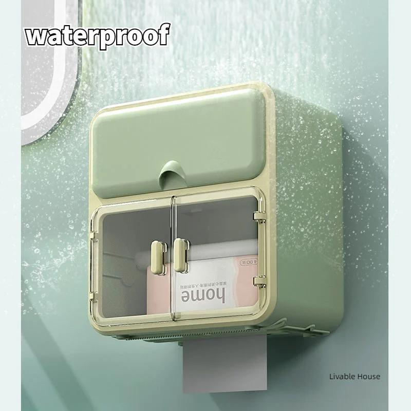 Bathroom Toilet Paper Holder Perfume Shelf Waterproof Toilet Plastics Drawer Paper Box Wall-mounted Sanitary Pad Storage Box