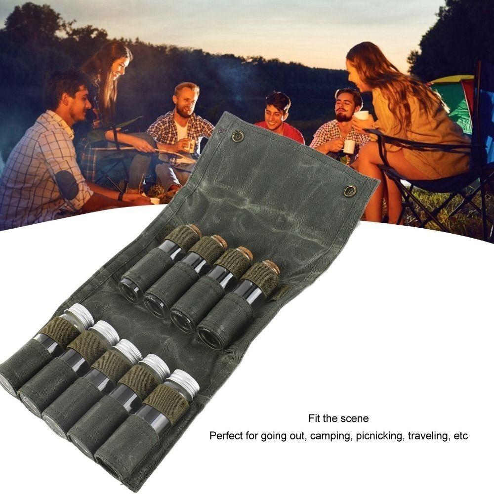 Foldable Spice Bottle Bag Canvas Spice Bottle Storage Bag Durable Seasoning Jar Holder Picnic