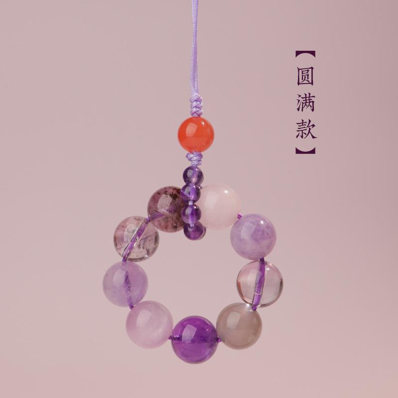Nine Purple Fire Dragon Amulet Keychain Mobile Phone Pendant Zodiac Bracelet for Women Natural Amethyst Dragon Talisman Luck Bead Nine Purple Fire Amulet