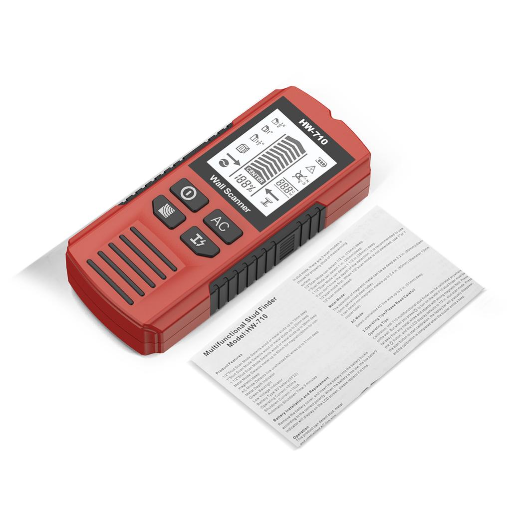 Stud Finder Wall Scanner, Handheld Digital Wall Detector with LCD Display for Wood, Metal and AC Wire Red
