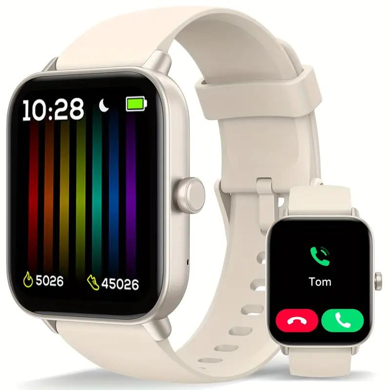 1 PC Smart Watch für Frauen Männer Drahtlose Anruf ( Anrufe annehmen/tätigen ) , 1,8-Zoll-Fitnesstracker mit HD-Bildschirm, 100+ Sporttracker-Uhr mit integriertem Alexa