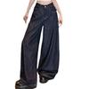 Women's Summer 2024 Retro High-Waisted Dark Wash Wide-Leg Jeans
