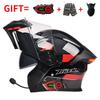 Bluetooth Smart Tail Light Motorcycle Flip-Up Helmet Men Women All Season Full Face Off-Road Riding