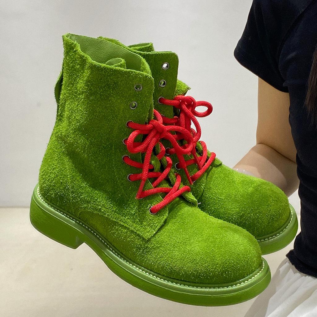 The First Layer of Cowhide Martin Boots Women's Versatile European and American Style Summer New Color Short Boots Women's Boots Double Strap Locomoti