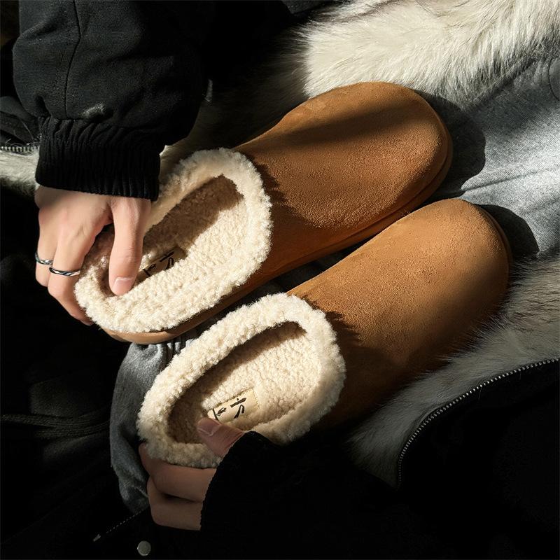 Small potato baotou Birkenstock half slippers winter new soft-soled velvet thermal cotton shoes
