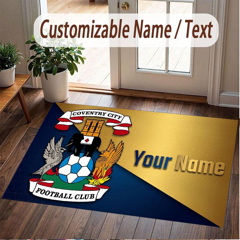 Custom Rug Coventry City Pattern Print Name Text Soft Non‑Slip Floor Carpet for Home Indoor Decoration