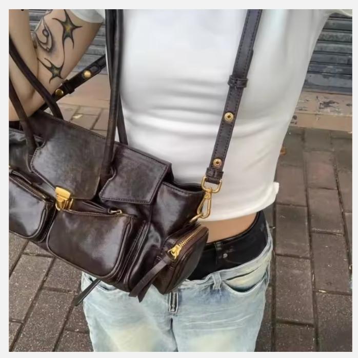 High Street Coffee Torby na ramię Portmonetka Damskie Retro Gorące Dziewczyny Codzienne Torby Crossbody Torebka Damska Jesień Zima Y2k Torba