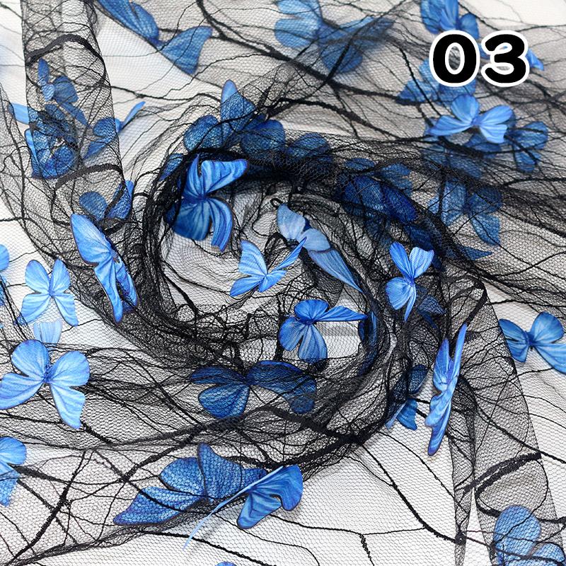 50*130cm 3D Vivid Butterfly Lace Mesh Fabric Exquisite Sheer Embroidery Soft Tulle Yarn For DIY Sewing Wedding Dress Cloth Craft