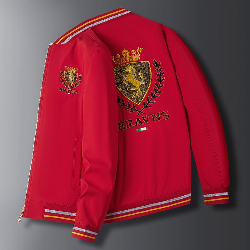 Herren Frühling und Herbst Bestickte Jacke Herren Trendmarke Jugendlicher Gutaussehender Trend Ins Baseballanzug Slim Jacke