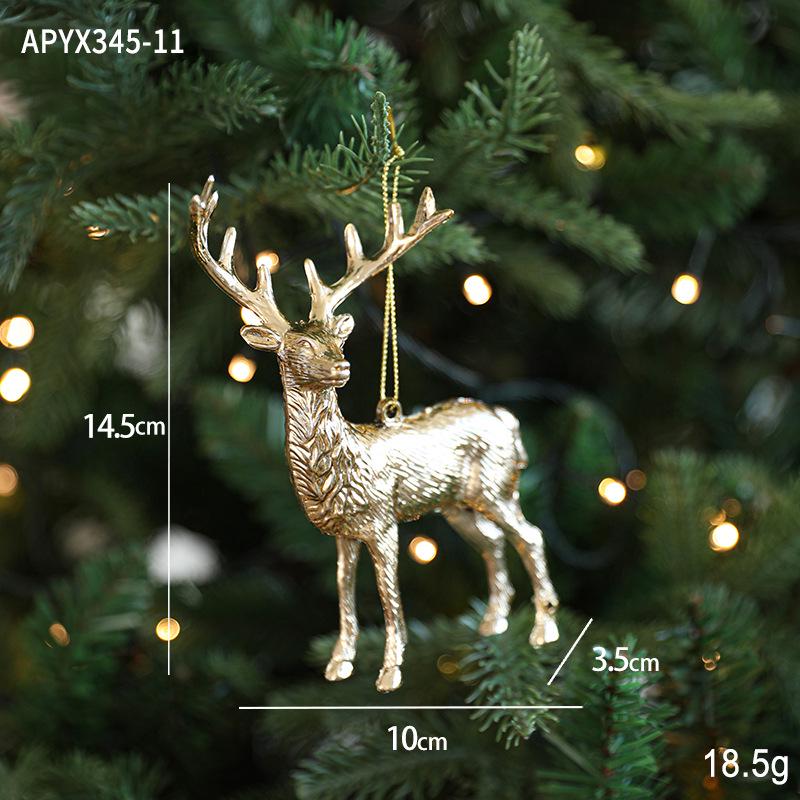 Cross-border Electroplated Christmas Tree Ornaments: Golden Snowflake & Reindeer Pendants