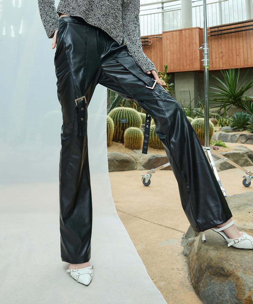 LARTIGENT L9 Buckle Bootcut Pants(Black)