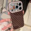 Brown Base Pink Polka Dot Teddy Bear Pattern Silicone Phone Case For iPhone 17 16 15 14 13 12 11 Pro Max Shockproof Bumper Cover