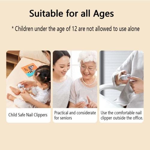 Electric Automatic Nail Clipper with Light & 2 Speeds, Nail Cutter and File, 2-in-1 Design with Nail Clipper Storage, USB Rechargeable, Safe Nail Trim