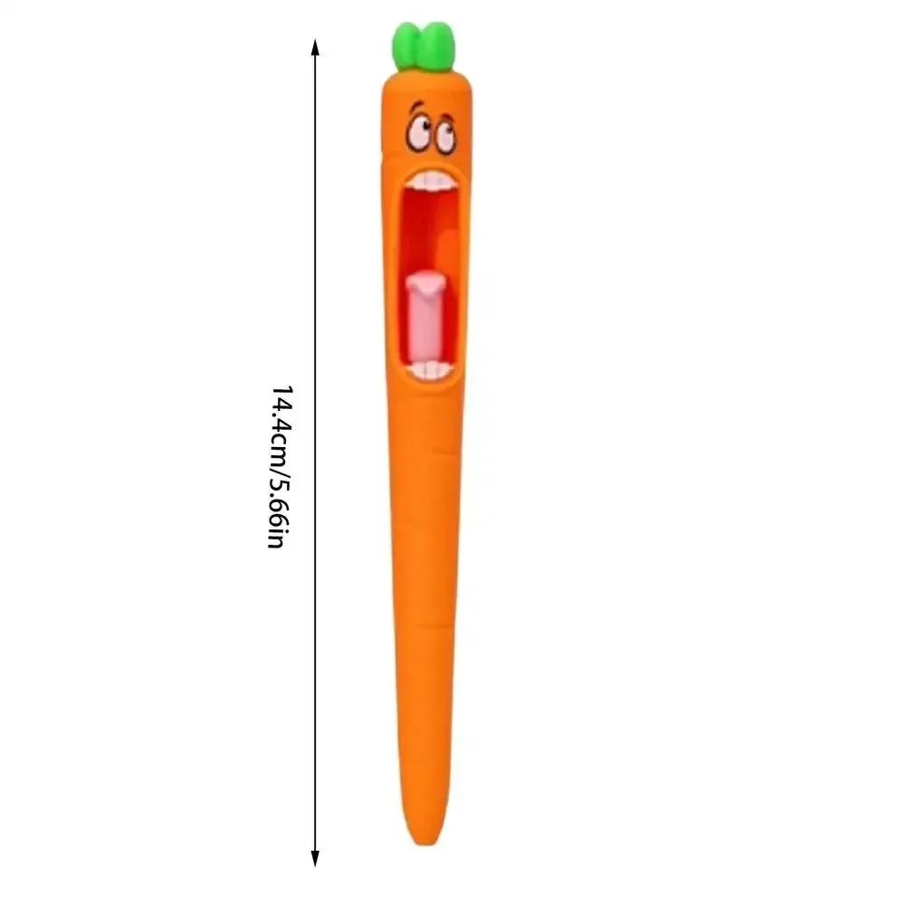 4PCS Confused Carrot Carrot Shaped Gel Pen 0.5mm Retractable Tongue Refill Funny and Fun Decompression Pen School Stationery