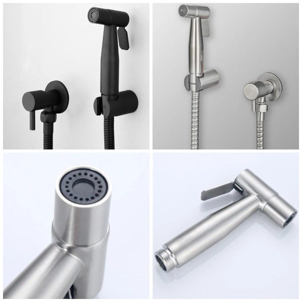 4pc/Set Portable Bidet Toilet Sprayer Bidet Shower Faucet Stainless Steel Woman Cleaning Head Anal Tap Wash Bathroom Accessories