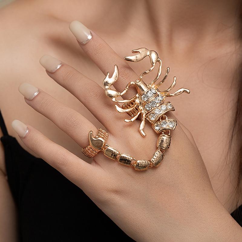 Strass 3D Skorpion Fingerarmband & Schlange Armreif Fußkettchen Körperkette