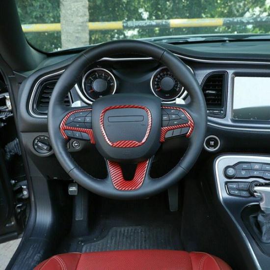 4pcs Steering Wheel Cover Bezel Trim For Dodge Challenger Charger Durango 2015+