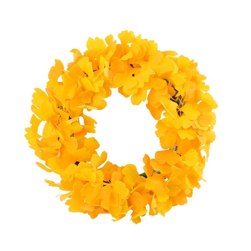 Elegant Thanksgiving Festive Door Decoration 15.75inch Artificial Ginkgo Biloba Leaf Christmas Wreath Fade Resistant 1