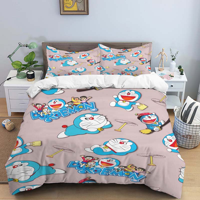 3D Kreslený Doraemon Digitálně Tištěné Povlečení, Povlak na Peřinu, Povlak na Polštář, Ložní Prádlo, Sváteční Dárek