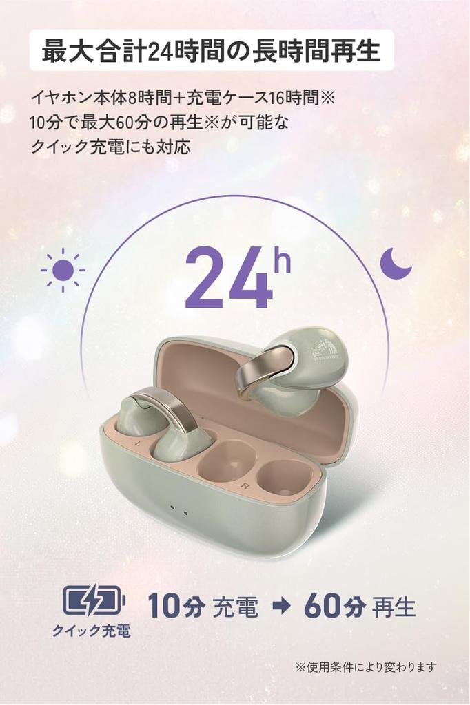 JVC Kenwood Victor HA-NP1T-AN Wireless Earbuds, Bluetooth Ver. 5.3, Open-Ear, Ear Cuff, App Compatible, Multi-Point, 24-Hour Playback, with