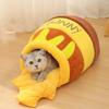 Cute Cat Nest Pet Bed Thickened Honey Jar Season Semi Enclosed Cat  Dog Warm Pet House Plush Villa Nest with Detachable Mats