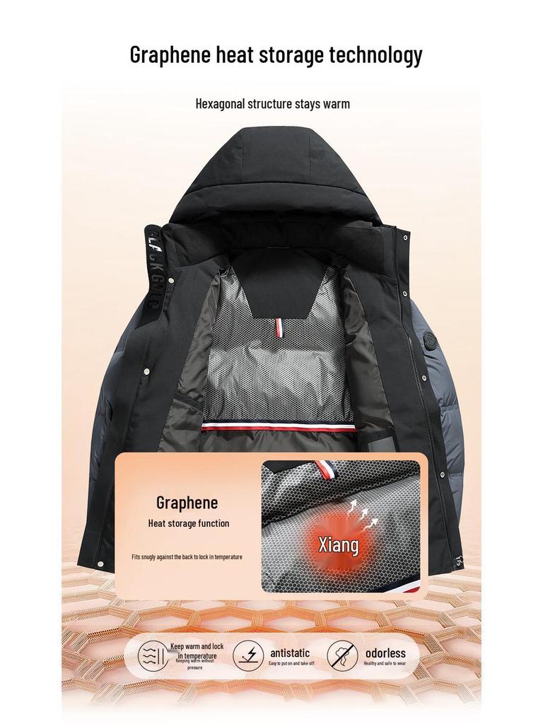 Men's 90% Duck Down Puffer Jacket - Short, Thick, Hooded Winter Coat for Extreme Cold Protection