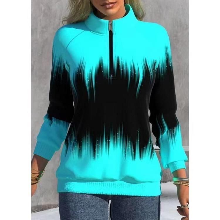 Women Fashion Casual Long Sleeve Half Turtleneck Zipper Cardigan Warm Pullover Sweatshirt Baggy Tops Coat Ladies