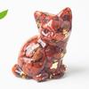 Natural Crystal Gravel Resin Sitting Turning Face Cat Figurine With Gold Foil Cute Desktop Decor For Home Office