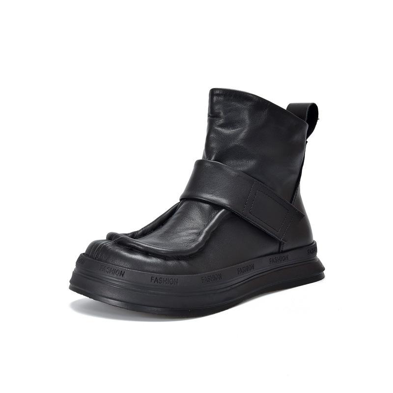 Johnature Vintage Genuine Leather Handmade Shoes Round Toe Short Boots Casual Versatile Women's Shoes