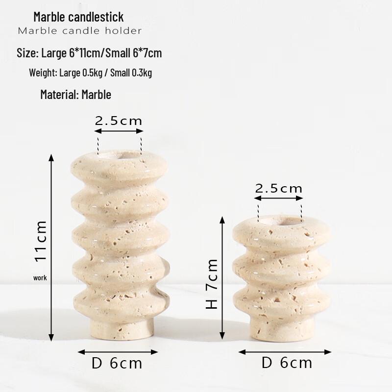 Abay Yellow Travertine Candle Holder Set