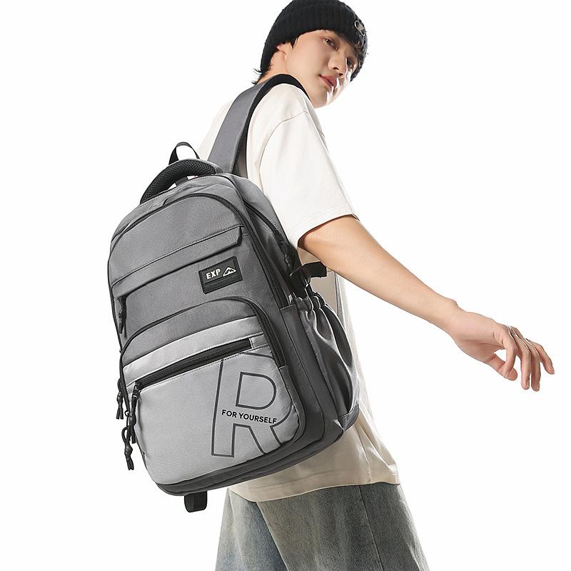 School Bag Ins New High-value Trendy and Cool Letter Backpack Couple Contrasting Colors Simple and Lightweight Travel Backpack