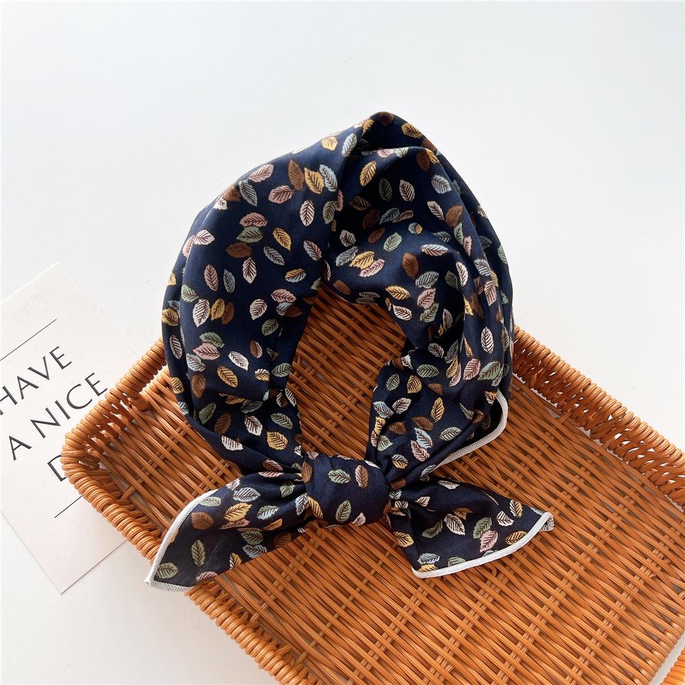 Cotton And Linen Small Square Scarf Silk Scarf Women'S Spring And Autumn New Style Artistic And Versatile Fashionable Temperament Headband Scarf