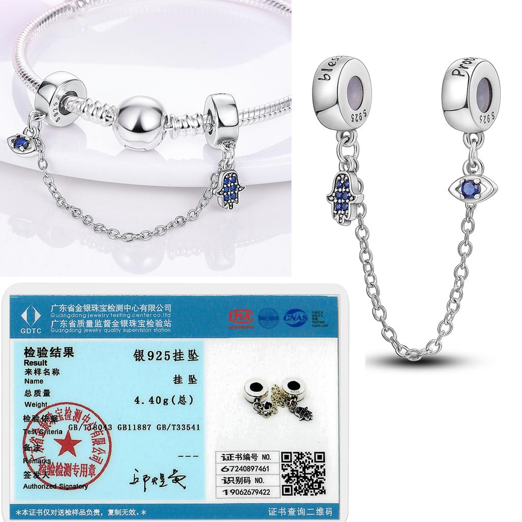 Copper Palm Charms Bead Cz Blue Zircon Devil'S Eye Pendant Fit Original Bracelet Necklace Diy Jewelry Gift