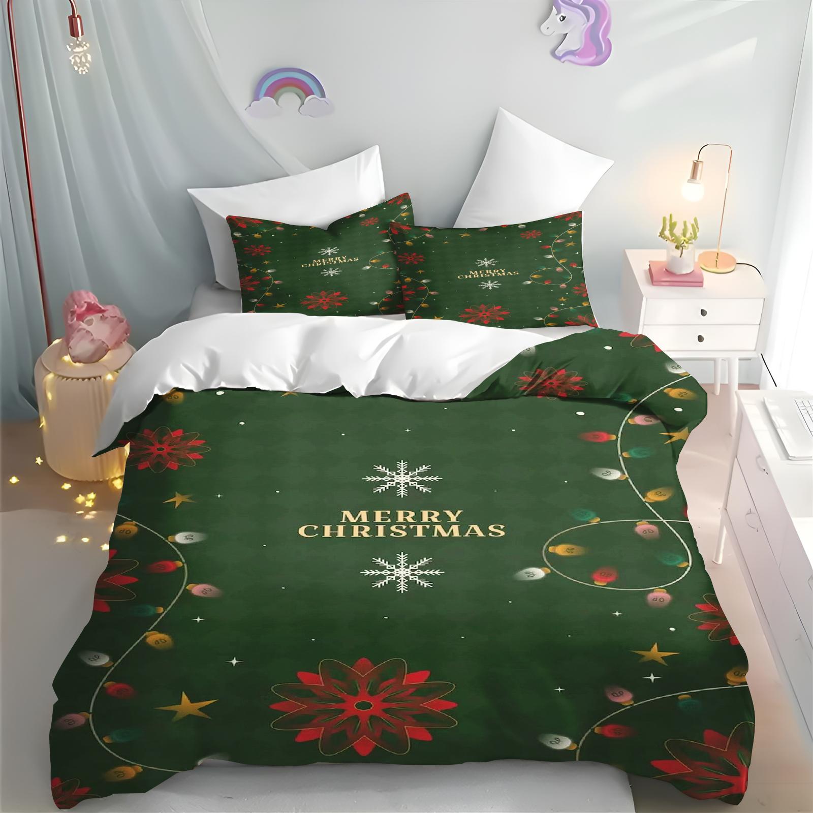 

Christmas Quilt Cover, Cartoon Anime, Duvet Printed Comforter, Polyester Bedding, Twin Size, Children Gift, Various Sizes 135x200cm