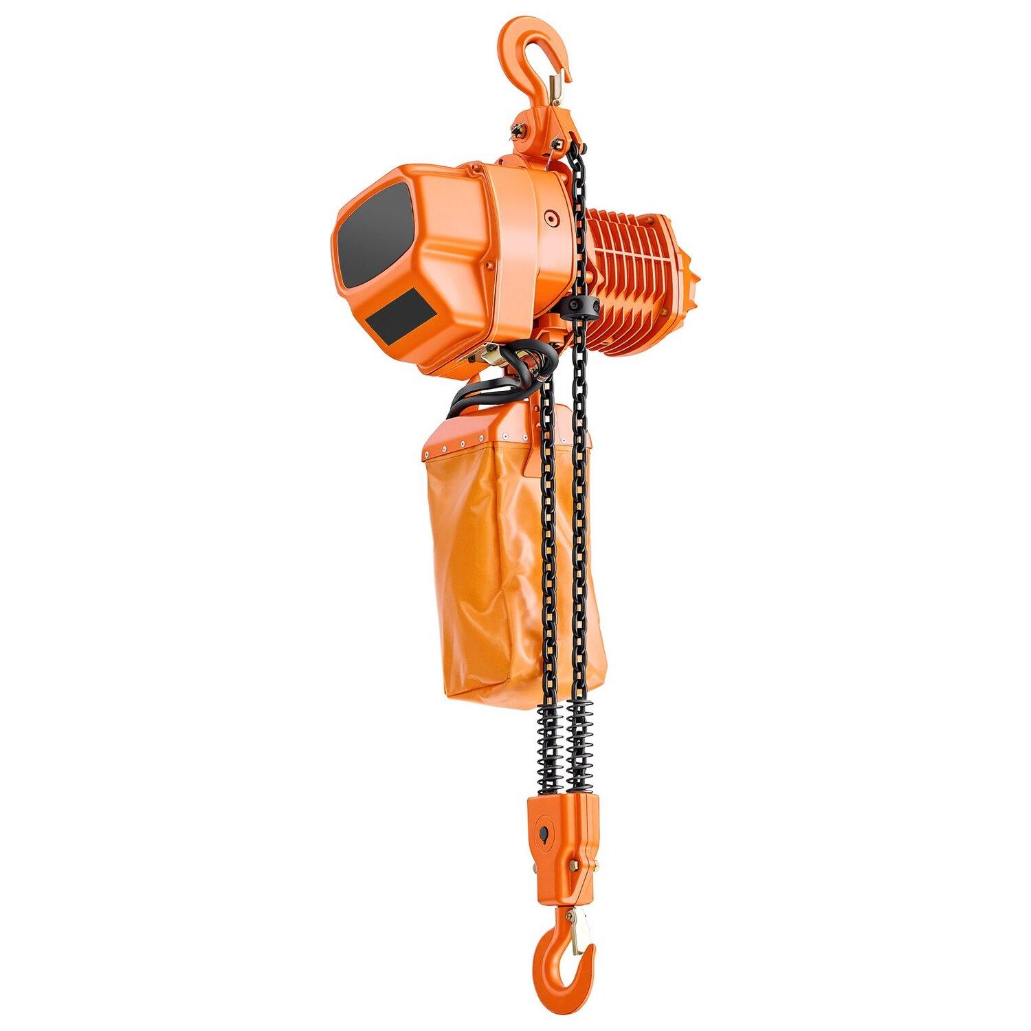 Treuil à chaîne électrique 1000 kg, Hauteur de levage 6 m, Pont roulant triphasé avec télécommande sans fil 100 m et télécommande filaire 4,5 m, Treuil à chaîne double G80