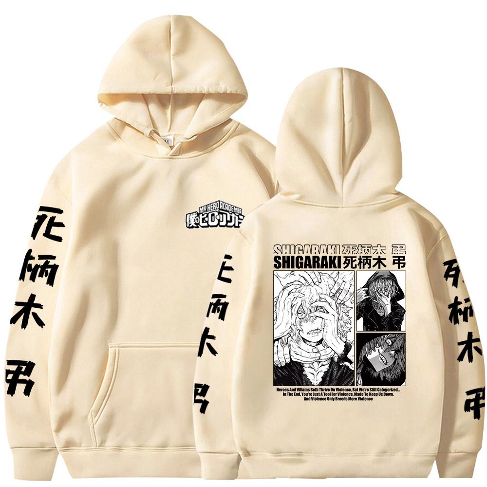 My Hero Academia Аниме Streetwear MHA Shigaraki Tomura Print Мужские и женские толстовки с капюшоном Manga Harajuku Boku No Hero Academia Толстовка XS хаки