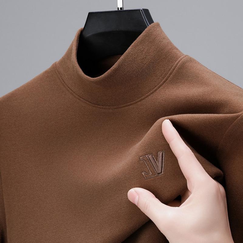 Men's Double-Sided Long-Sleeve Slim-Fit De-Rong Sweatshirt, Round Neck, Warm for Autumn and Winter